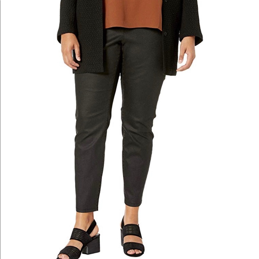 Coated Organic Cotton Stretchy Denim Ankle Jeans